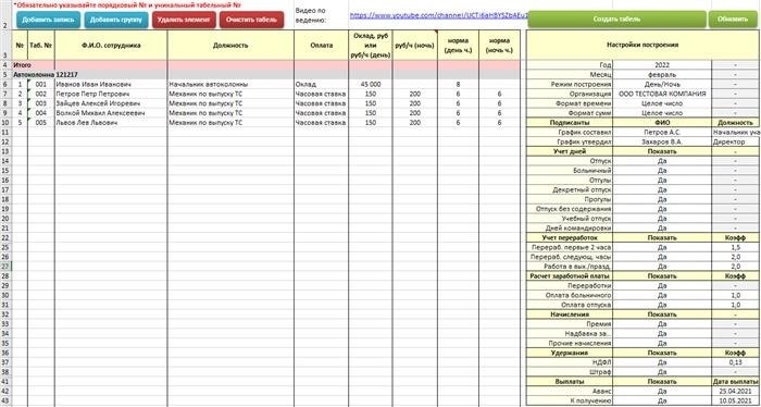 Правила формирования расчётного листка