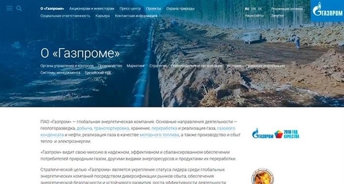 Характеристики акции Газпром GAZP