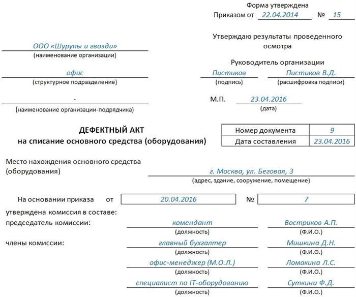 Для чего нужен дефектный акт