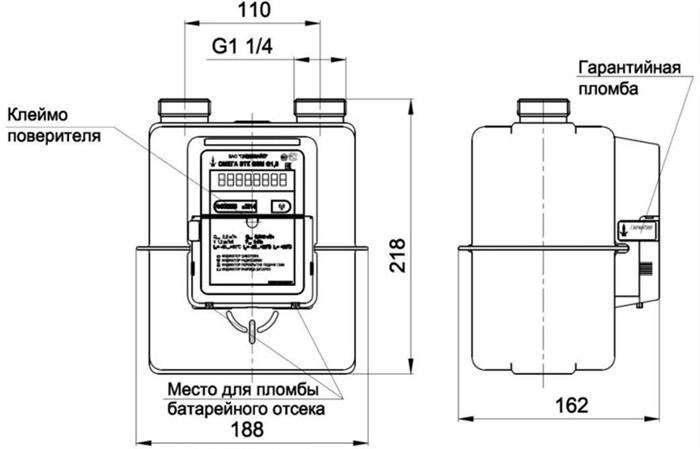 Счетчик газа бытовой ОМЕГА ЭТК GSM (G 1,6/ G2,5/ G4)