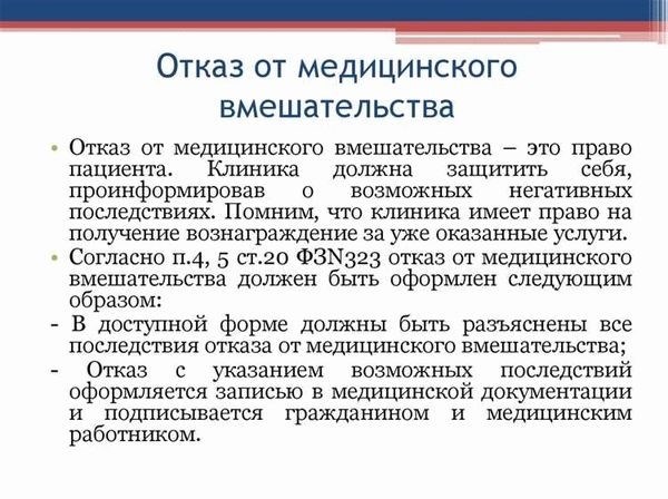 Невозможность оформления отказа